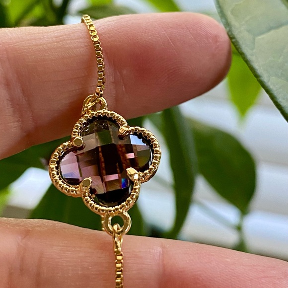 🔥SALE Burgundy wine clover bracelet - Picture 3 of 8